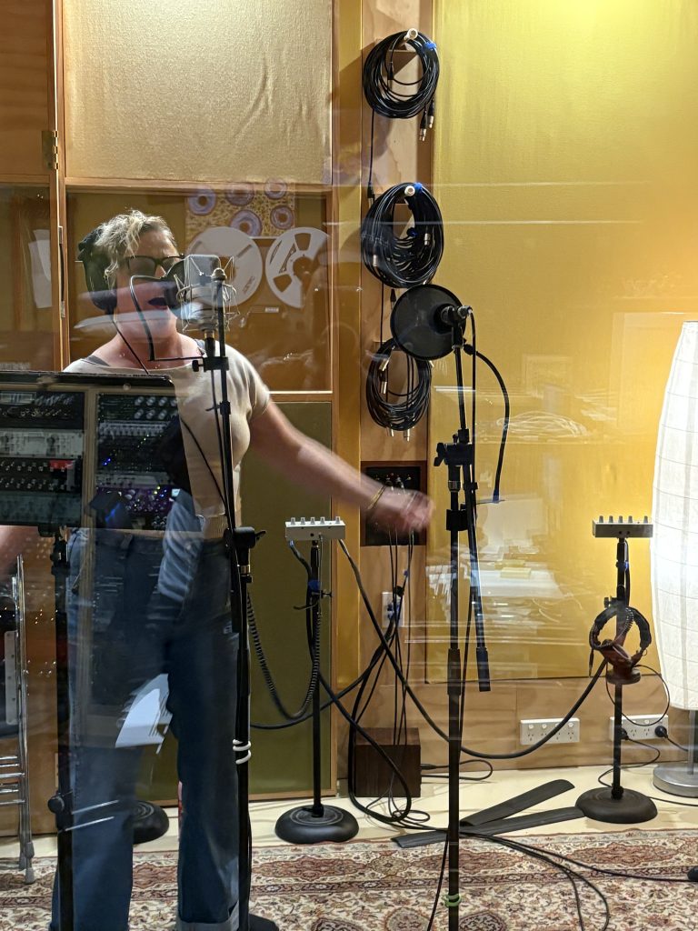 Vocal recording in the booth.