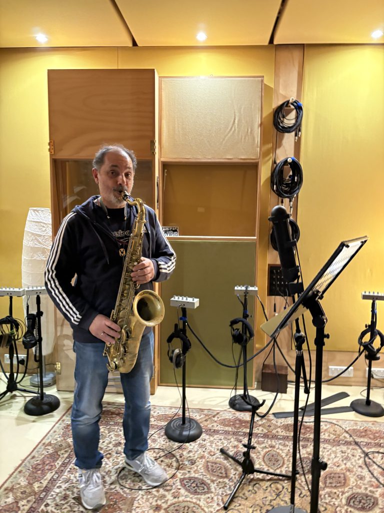 Chris- recording some fine saxophone parts